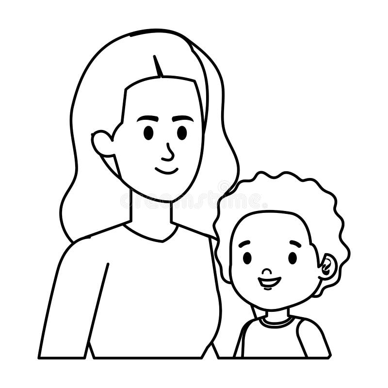 Young Mother with Little Son Characters Stock Vector - Illustration of ...