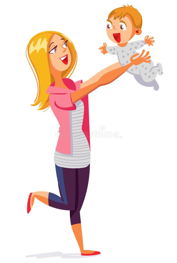 Young mum playing with baby royalty free illustration