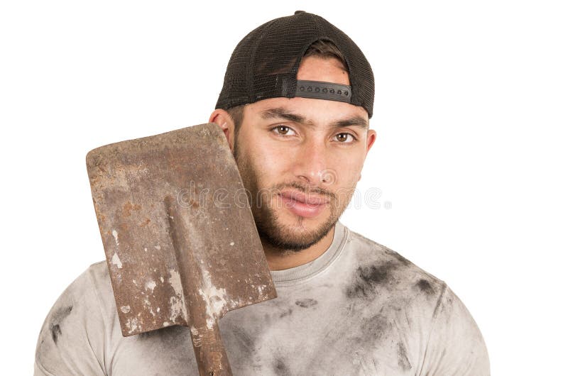 Young Muscular Latin Construction Worker Stock Image Image Of People