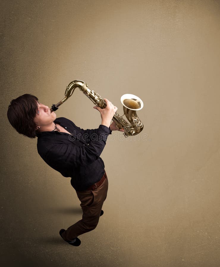 Young Musician Playing on Saxophone Stock Image Image of saxophone