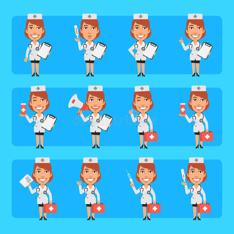 Young Nurse In Different Poses And Emotions Pack 1 Big Character Set