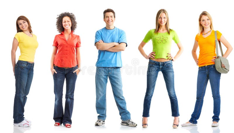 Group Portrait of Happy Young Casual People Stock Photo - Image of face ...