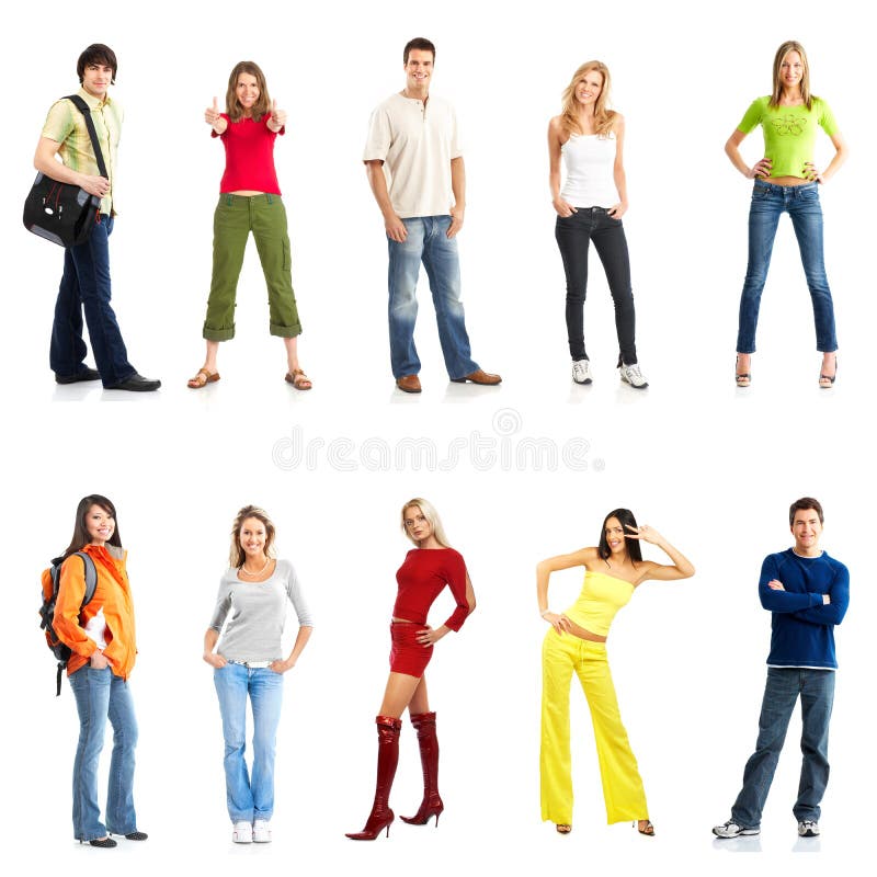 Group of five young people stock image. Image of cutout - 16720901