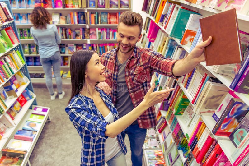 Young People At The Book Shop Stock Photo - Image of bookstore ...