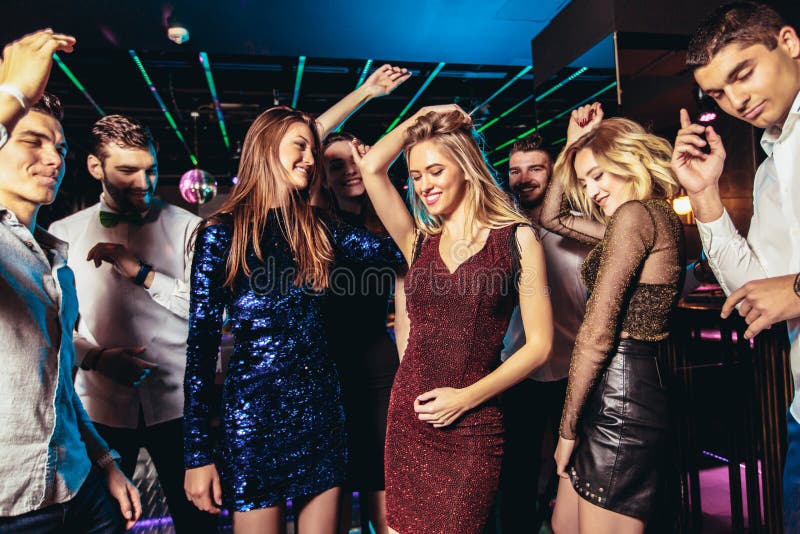 Young People Dancing in Night Club Stock Photo - Image of disco ...