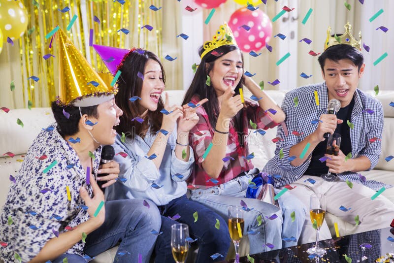 Young People Having Fun at a Birthday Party Stock Image - Image of ...