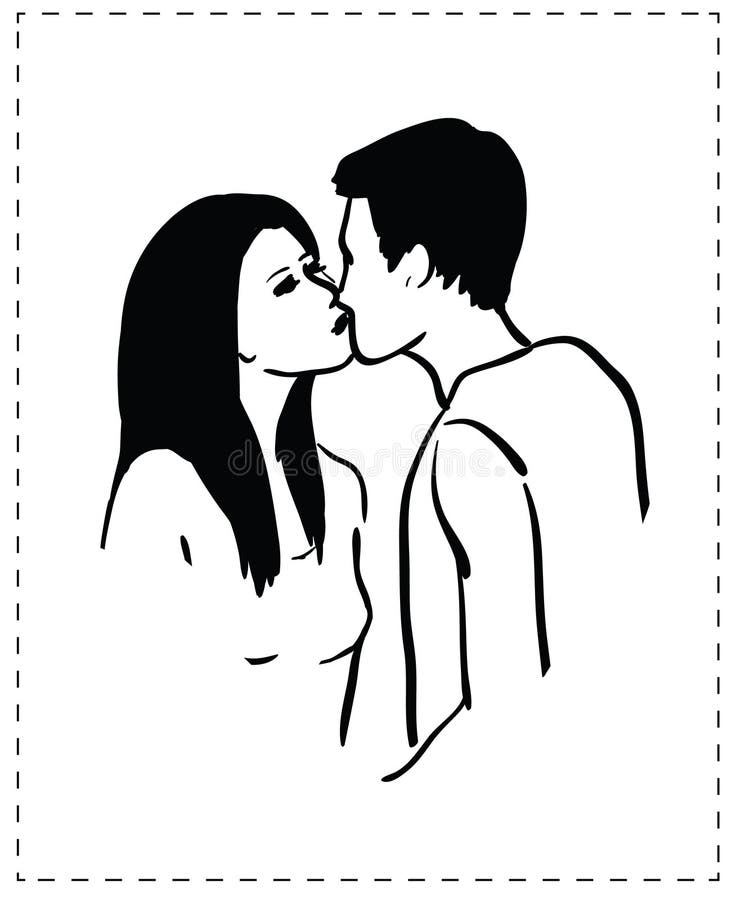 Young people kissing stock illustration Young people kissing stock illustration