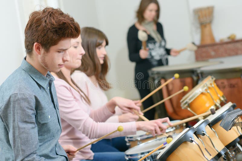 Young People during Percussion Performance Stock Photo Image of