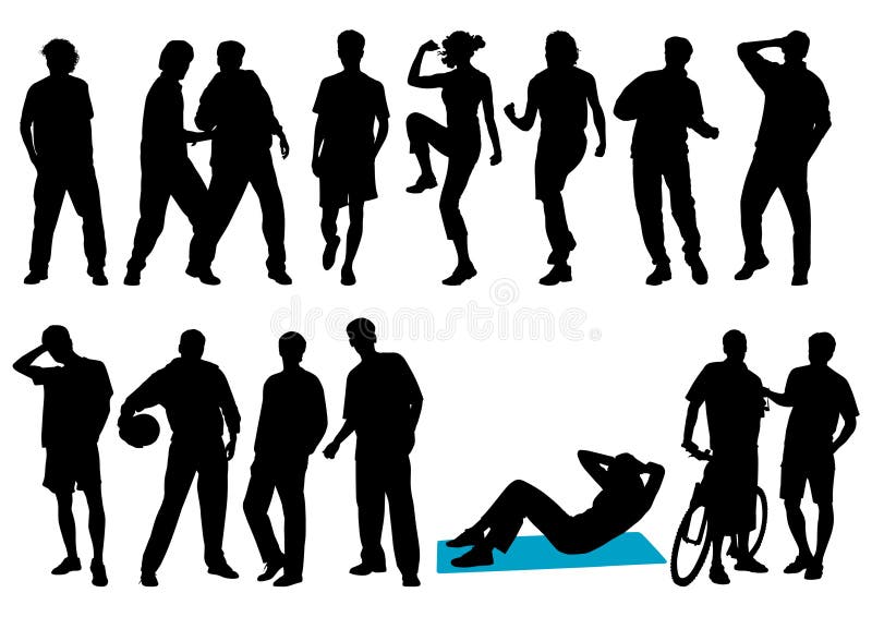 Young people silhouettes