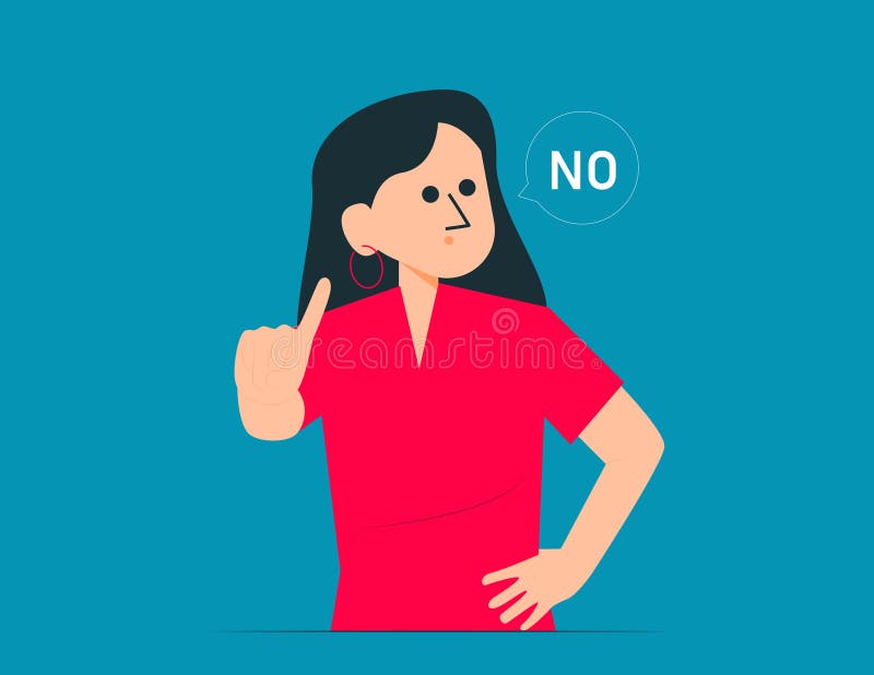 Young Person Saying No with Rejecting Hand Gesture. Vector Concept Young Person Saying No with Rejecting Hand Gesture. Vector Concept