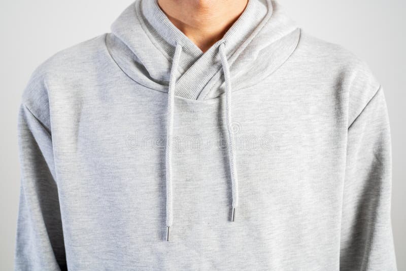 Young Person Wear Gray Hoodie, Sweatshirt Mockup, Isolated on White ...