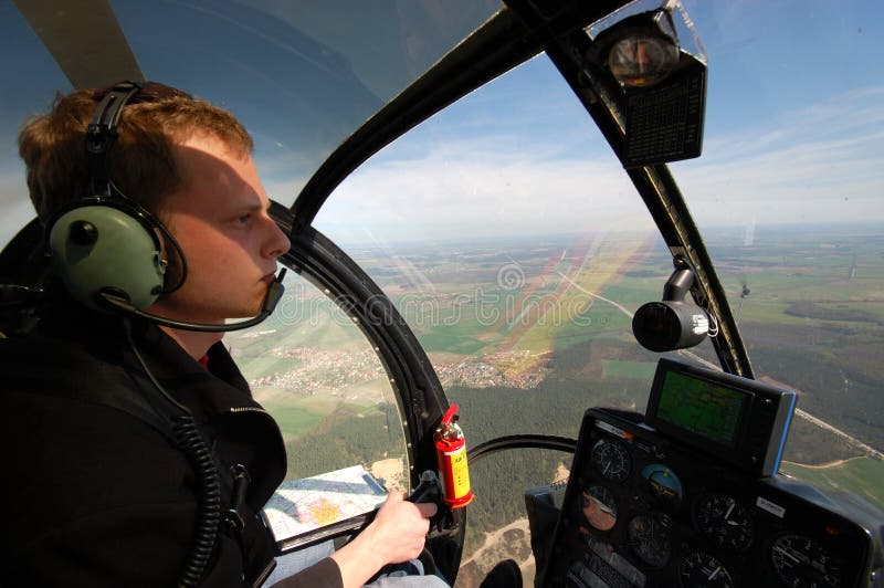 Young Pilot in Cockpit stock photos