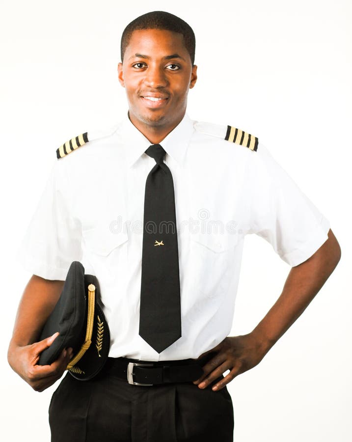 Young Pilot isolated on white royalty free stock photo