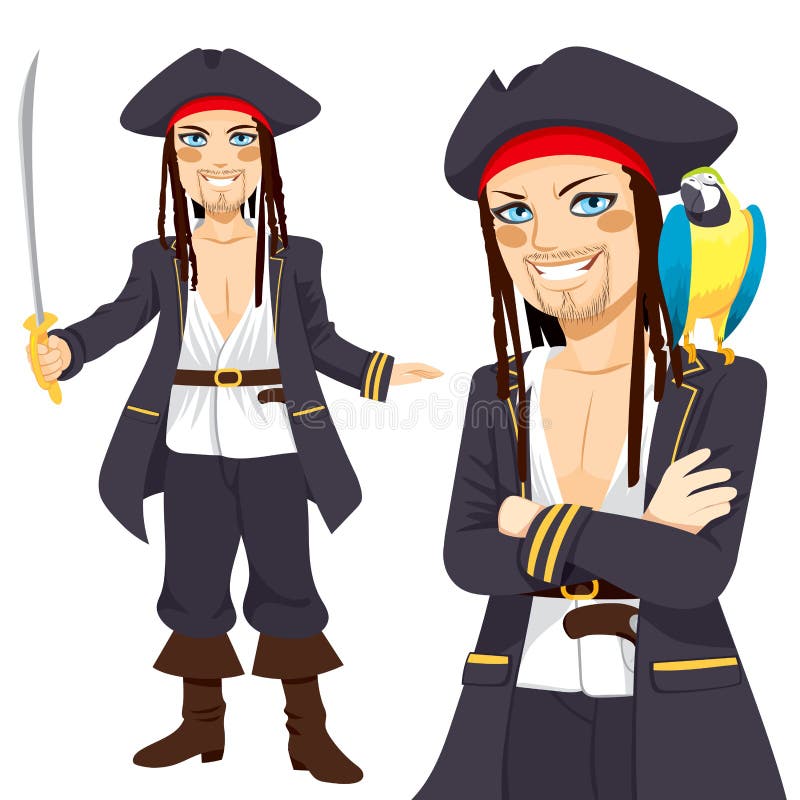Young Pirate And Parrot vector illustration