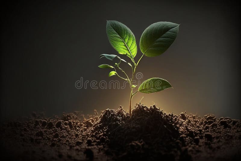 Young Plant in Sunlight, Growing Plant, Plant Seedling Ai Generated