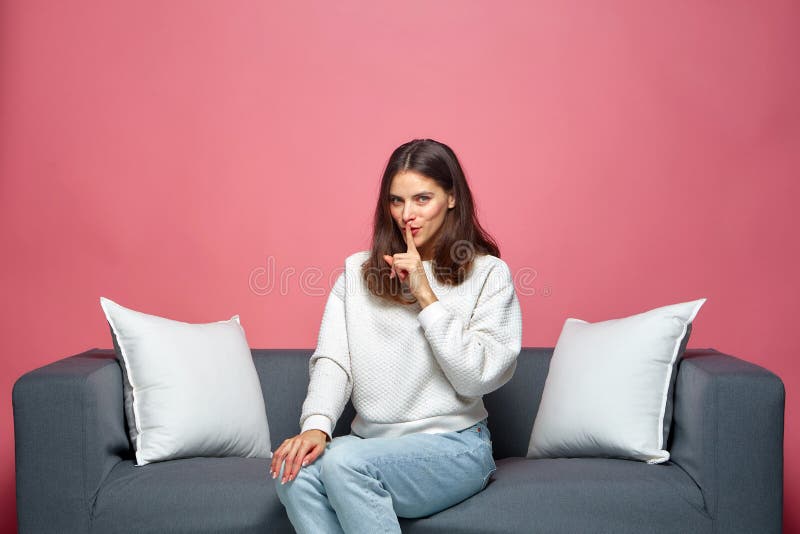 Young Positive Girl Showing Silence Gesture Ask To Stay Quiet Keep