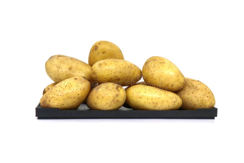 Young potato isolated on white background. Harvest new. Flat lay royalty free stock photos Young potato isolated on white background. Harvest new. Flat lay royalty free stock photos
