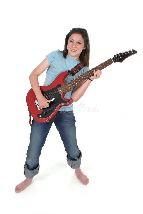 Young Pre Teen Girl Playing Guitar 3 royalty free stock images Young Pre Teen Girl Playing Guitar 3 royalty free stock images
