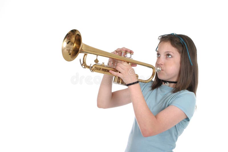 Young Pre Teen Girl Playing Trumpet 1