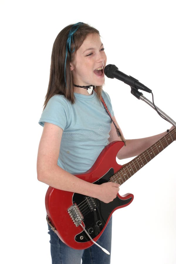 Young Pre Teen Girl Singing With Guitar 7