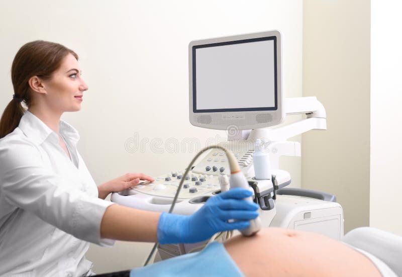 Young Pregnant Woman Undergoing Ultrasound Scan Stock Image Image Of Apparatus Birth 149090911 