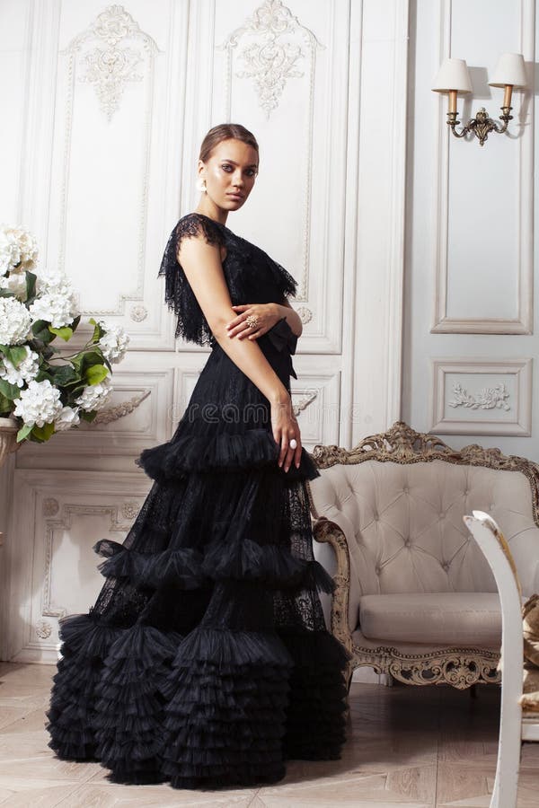 Black Lace Fashion Style Dress Posing ...
