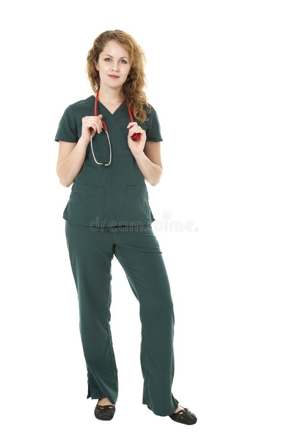 Young Pretty Nurse on White royalty free stock photo