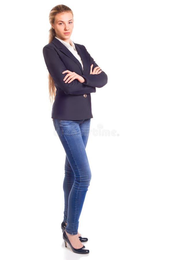 Young pretty woman isolated. Full height portrait stock images Young pretty woman isolated. Full height portrait stock images