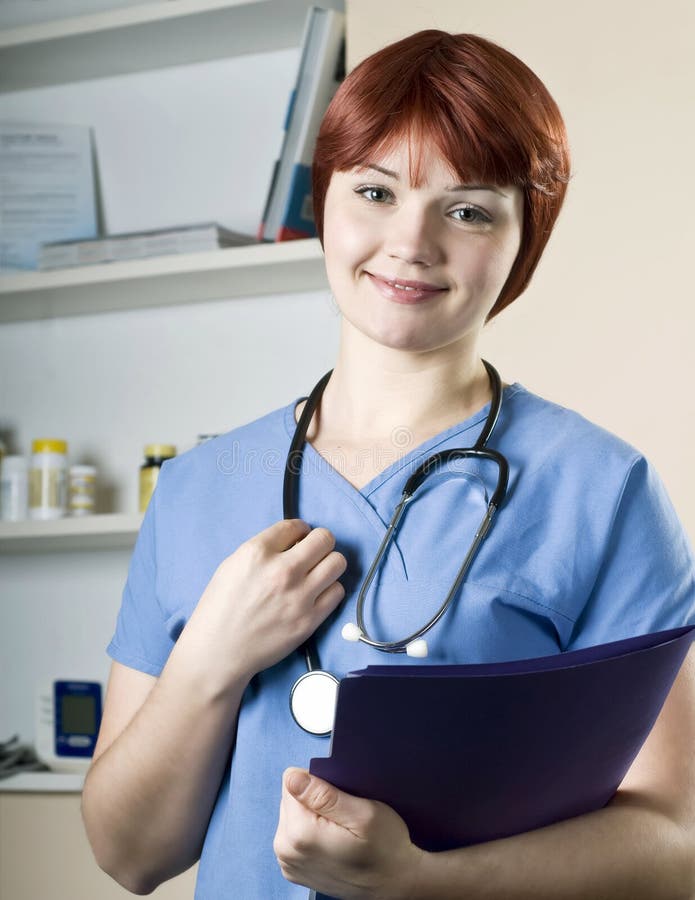 Young pretty woman nurse at hospital