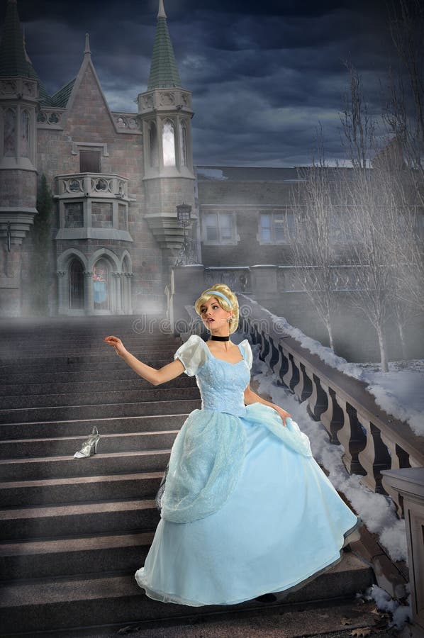 Young Princess Losing Shoe on Stairs stock images Young Princess Losing Shoe on Stairs stock images