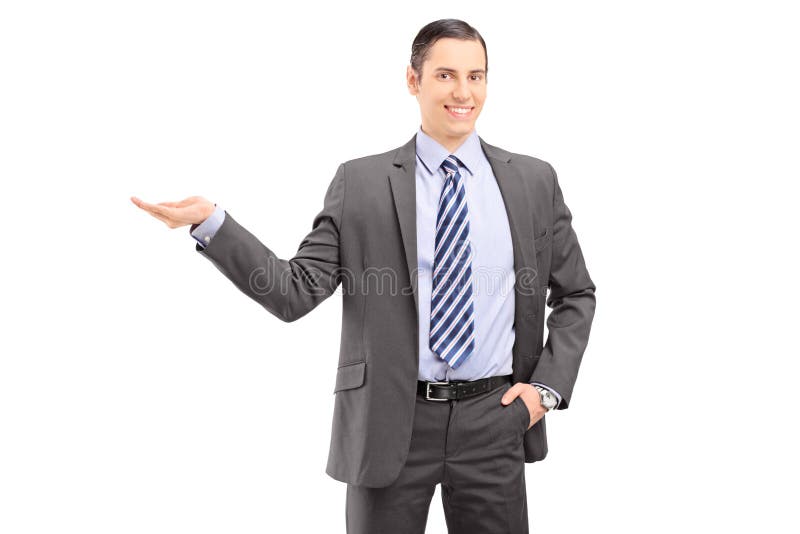 Young Professional Man In A Suit Gesturing With His Hand Stock Photo Image of isolated