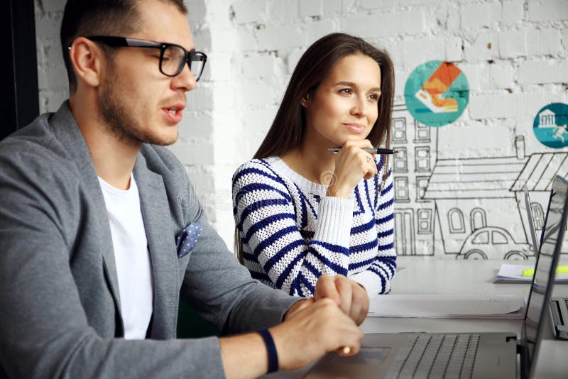 Young Professionals Work in Modern Office.Business Crew Working with