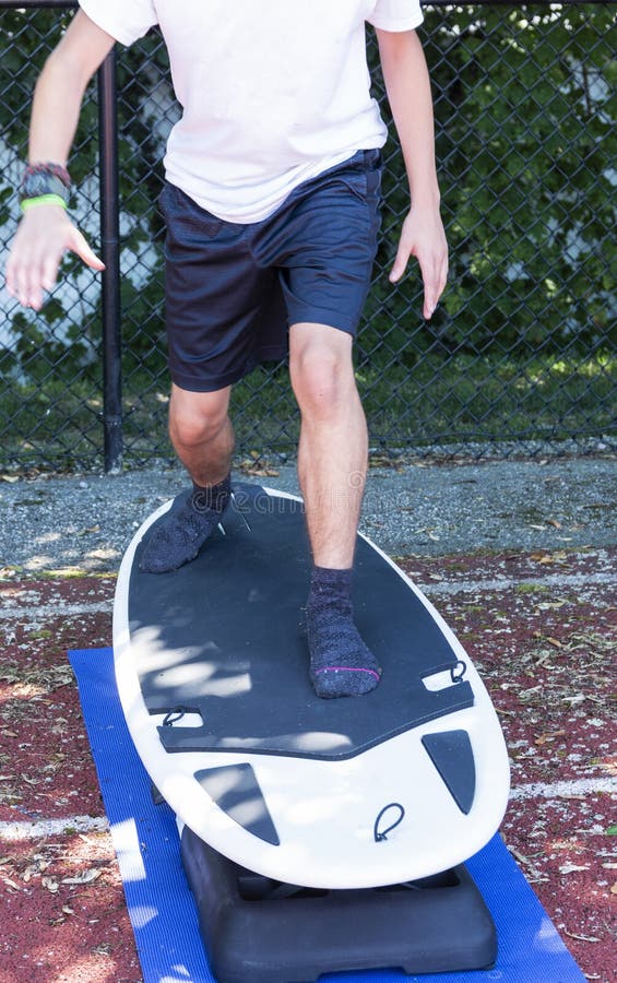 Legs on Portable Surfboard Machine for Core Training Outdoors Stock