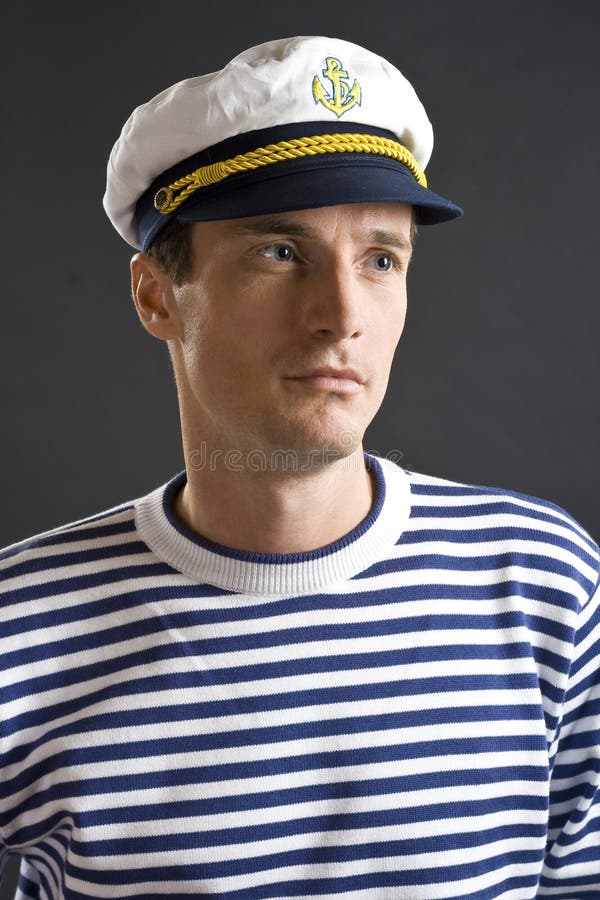 Young sailor man with white cap