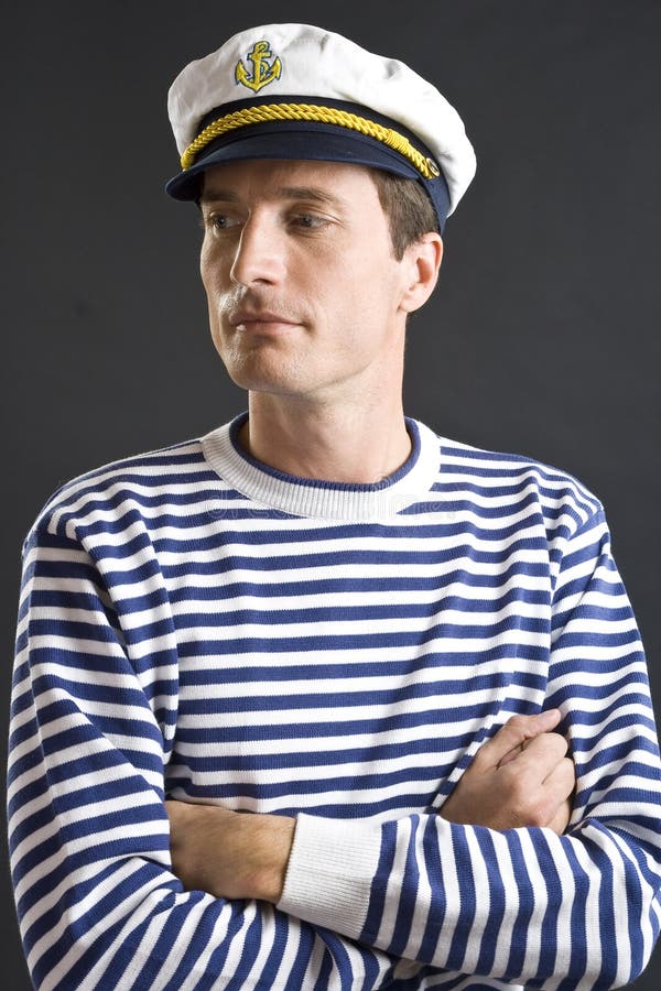 Young sailor man with white cap