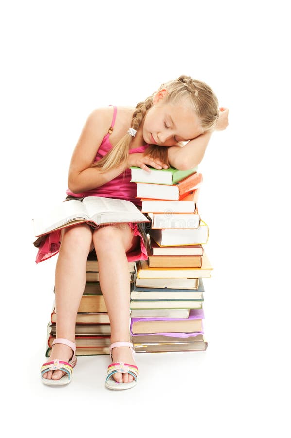 Young schoolgirl fall asleep royalty free stock photos Young schoolgirl fall asleep royalty free stock photos