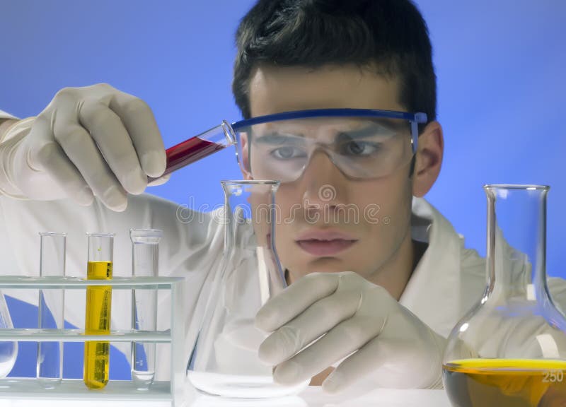 Young scientist working in his laboratory