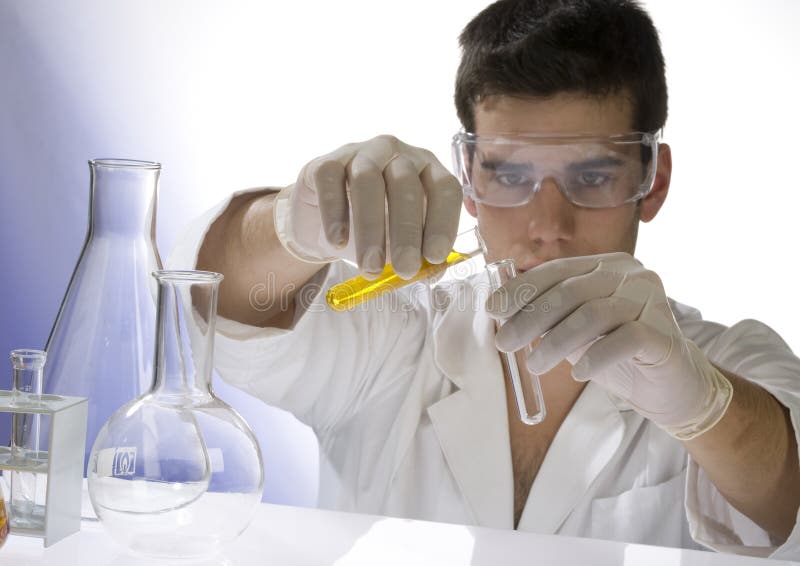 Young scientist working in his laboratory