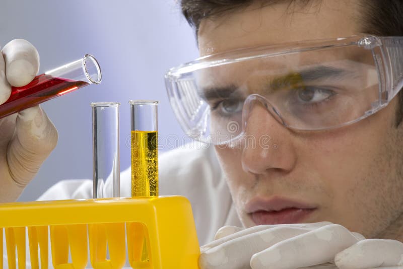 Young scientist working in his laboratory