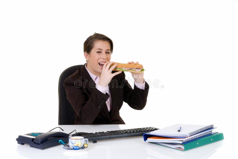 Young Secretary Lunch Break Stock Image Image Of Baguette