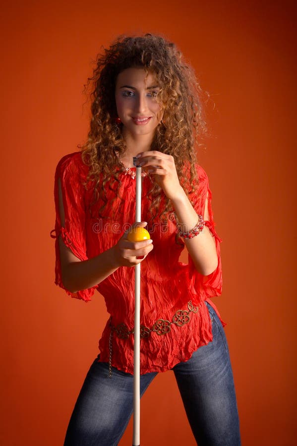 Young sensual woman with cue royalty free stock photo Young sensual woman with cue royalty free stock photo
