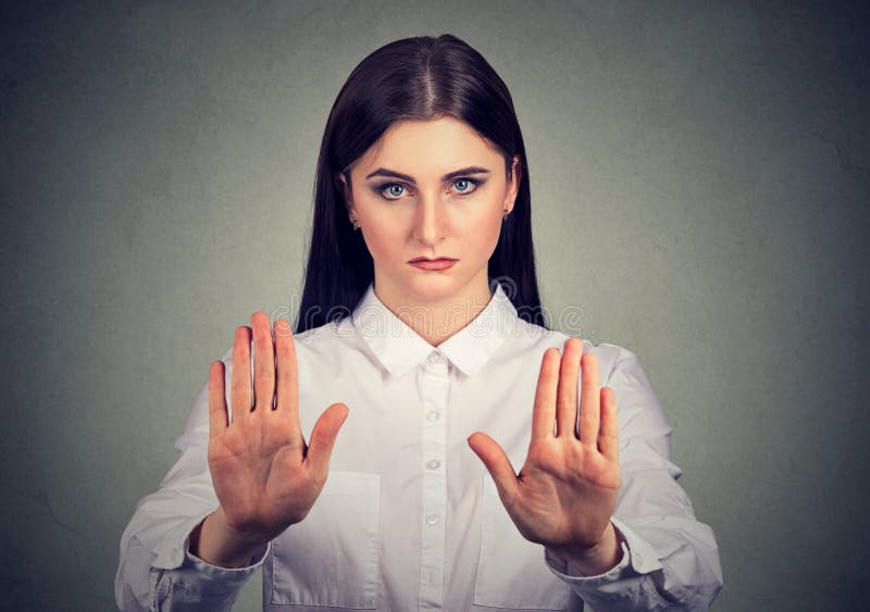 Confident woman asking to stop royalty free stock photo Confident woman asking to stop royalty free stock photo