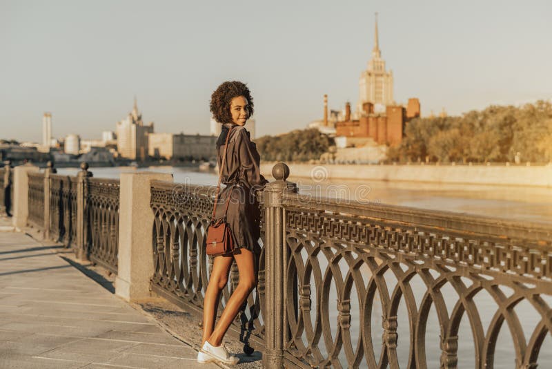 Black Girl with Clutch Near Moscow River during Sunset Stock Image - Image  of biracial, mixed: 116328449