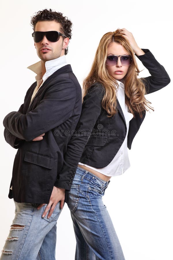 Young couple posing in studio