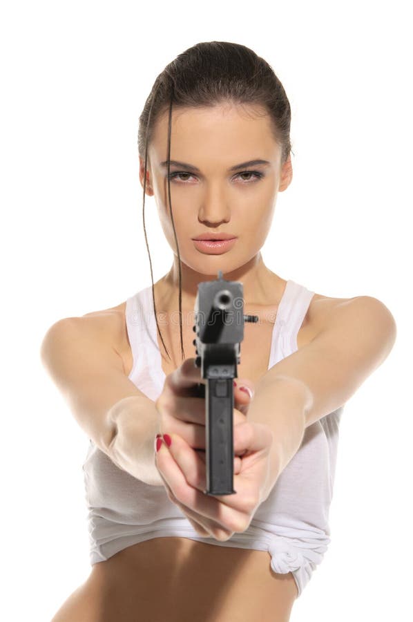 Young woman with gun