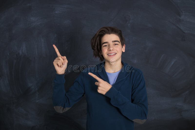 Young showing the space royalty free stock photos.