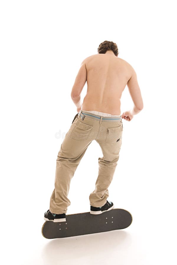 The young skateboarder isolated on a white background