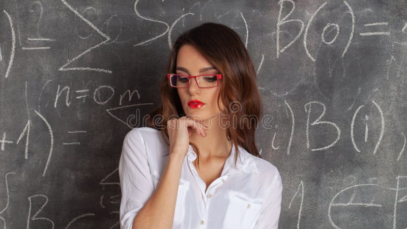 Young Female Teacher Near Blackboard in Sexual Pose Stock Image - Image ...