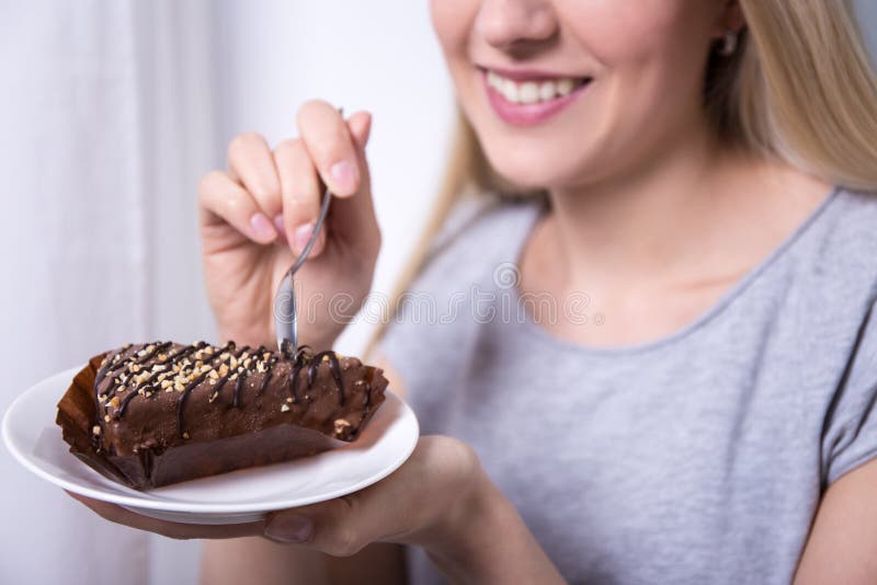Image result for girl eating chocolate cake