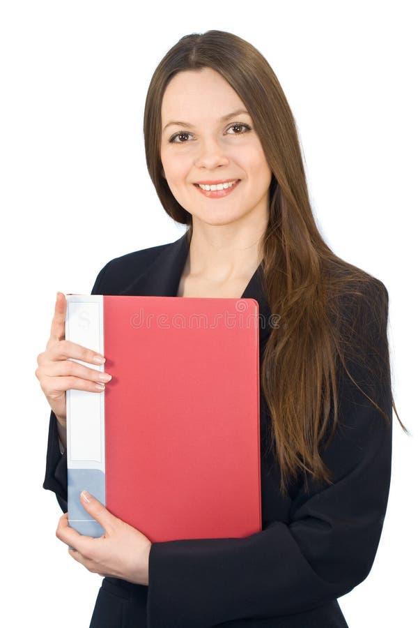 Young smiling woman with a folder in hands